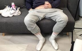 Cumshot in Dirty White Puma Socks