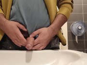 fast piss in sink in public toilet