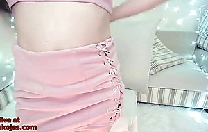 Busty korean cam beauty masturbates in tights