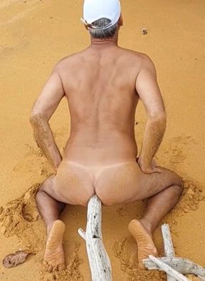 Ladysilva Naked on the Beach Horny with a Cock in Her Ass