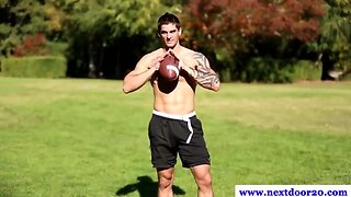 Athletic amateurish jocks massaging cocks