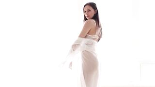 Stunning Brunette Bombshell Fucks Her Way To The Top - White Lingerie & High Heels