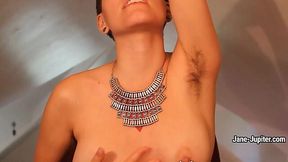 Hairy Jane Juts Her Tits and Pits for Solo Play