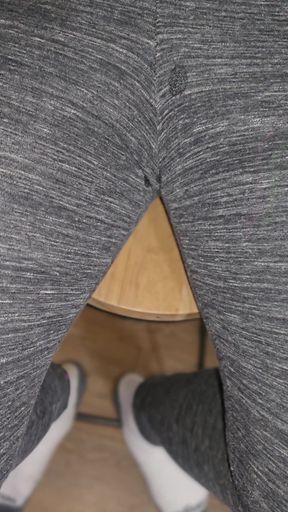 Gray leggings sitting on stool