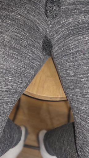 Gray leggings sitting on stool