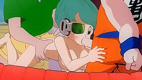 Horny Bulma From Dragon Cartoon Fucks 2 Dicks At Once
