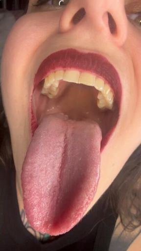 Tongue Fetish: Open Mouth, Long Tongue, Begging for Cum