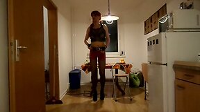Smoking Redhead Emo Girl in Kitchen