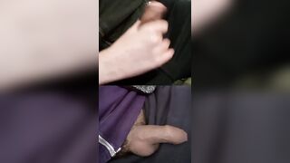 Pumping 2 girthy cocks leaking pre-jizz from the goes.