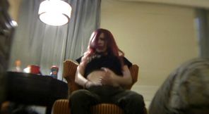 Redhead strokes her toy hard