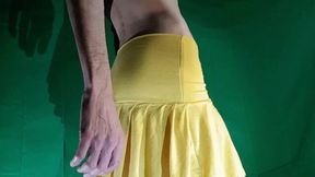 Yellow Miniskirt. No Panties.