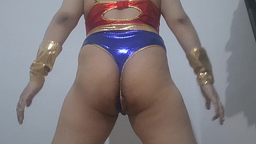 Full Version: Sissy Wonder Woman Workout Routine While Being Anal Fucked by an Enormous Butt Plug
