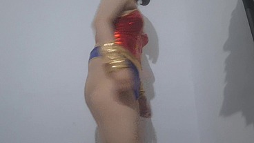 Full Version: Sissy Wonder Woman Workout Routine While Being Anal Fucked by an Enormous Butt Plug