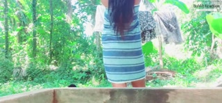 18+ Collage girl outdoor bath fun 2023