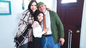 Stepgrandpa fakes illness to fuck his horny granddaughter and her mom in wild threesome