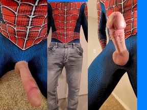 Spidermans cock and Spiidersmans cumshot cosplay Spidey&#039;s Web&#039;s