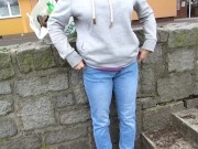 Nonchalant pissing my jeans again in public place !!!