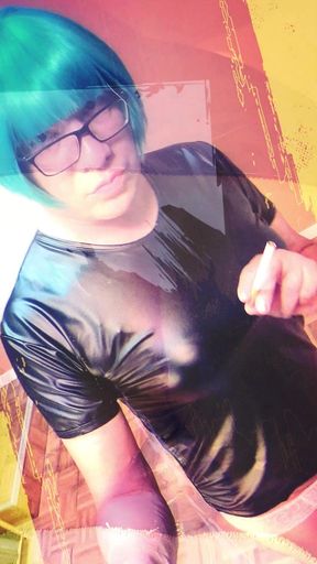 See All up Inside Her Sexy Sissy Slut Ass Pipe with Giant Glass Dildo