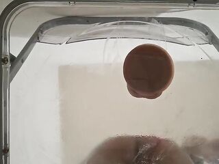 Chubby Ass Trans Gwen Tennyson Facesitting and Anal Drilled with Creampie through Clear Chair for the first Time