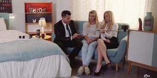 Blonde bombshell Vyvan Hill joins swinging couple in wild FFM threesome