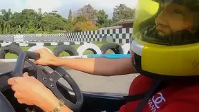 Big fake tits amateur Thai teen 18+ go karting and sex with her boyfriend