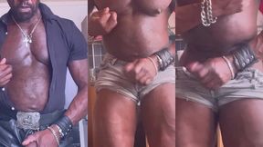leather bbc edging session leads to cum unloading