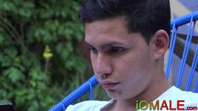 Hot pierced twink Cesar Rose fucked hard bareback outdoor