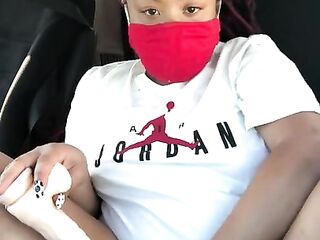 Black Try Not to Get Caught Masturbating in Parking Lot