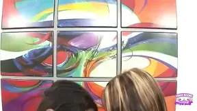 Spicy brunette brings her curvy friend for a hot and steamy threesome bang