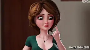 Anime aunt Cass gives a blowjob in cartoon fantasy