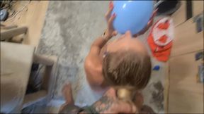 gonzo fuck my hair while i blow up balloons