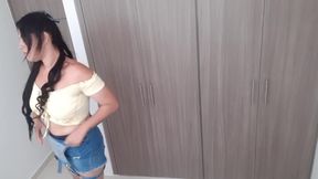Argentine MILF teases neighbor with POV of her changing and squirting