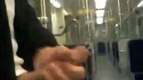 Wanker pulls out his massive cock in tube and starts jerking off