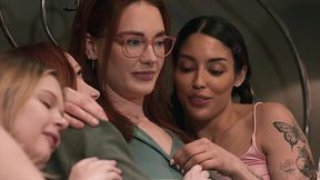 Two lesbians GFs Vanessa Sky and Scarlet Skies invite Coco Lovelock and Siri Dahl for a shebang