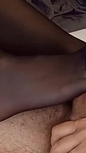 Black Nylon Stockings for my Husband's Cock   Clip 1