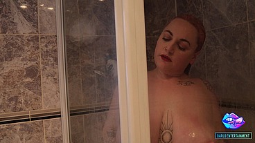 SEXY BBW BAMBI BEAUTY GIVES A WET BLOWJOB IN THE SHOWER