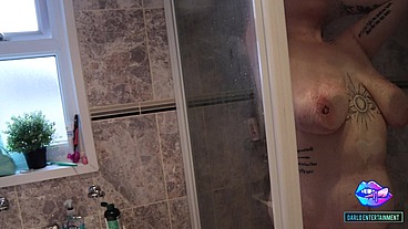SEXY BBW BAMBI BEAUTY GIVES A WET BLOWJOB IN THE SHOWER