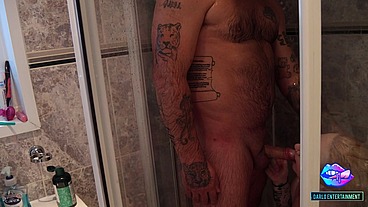 SEXY BBW BAMBI BEAUTY GIVES A WET BLOWJOB IN THE SHOWER