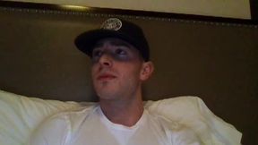 Muscled American Stud Just Talking at Bed