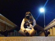 Honoka undressed and exposed on the main road and ejaculated a lot