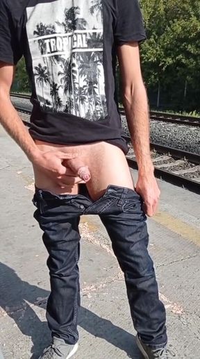 Masturbating at the train station