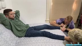 Tickled Chubby Daddy Smothers Gasping Sub With Foot Power Bondage Feet Worship