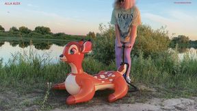 A rare inflatable toy burst due to excess air pressure