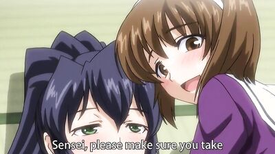 Watch these horny teen babes join hands and pussies to bang their mentor in this hardcore hentai porn