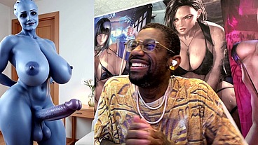 Transgender Liara T'soni Has The Perfect Smooth Ass Thicc Purple Girl Cock, AI Generated