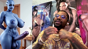 Transgender Liara T'soni Has The Perfect Smooth Ass Thicc Purple Girl Cock, AI Generated