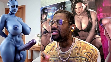 Transgender Liara T'soni Has The Perfect Smooth Ass Thicc Purple Girl Cock, AI Generated