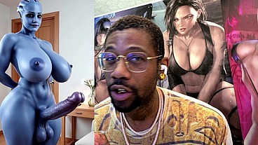 Transgender Liara T'soni Has The Perfect Smooth Ass Thicc Purple Girl Cock, AI Generated