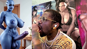Transgender Liara T'soni Has The Perfect Smooth Ass Thicc Purple Girl Cock, AI Generated