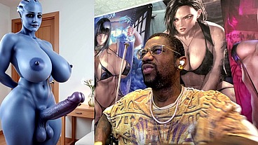 Transgender Liara T'soni Has The Perfect Smooth Ass Thicc Purple Girl Cock, AI Generated